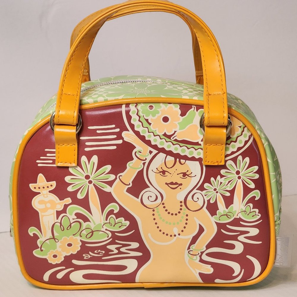 VINTAGE MINI TOTE BAG "DIRTY GIRL" GREEN AND ORANGE